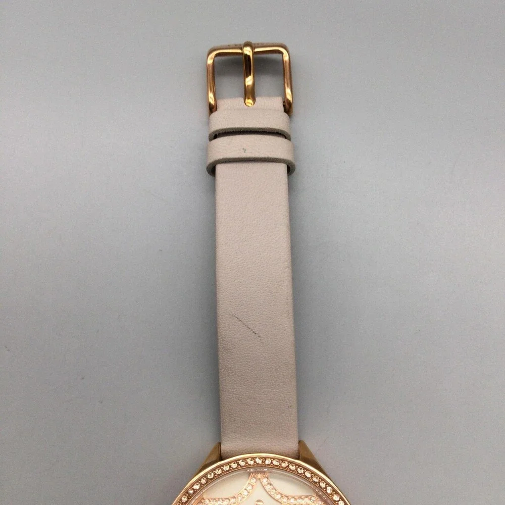 Fossil BQ3533 Womens Watch 36mm Cream Dial Beige Leather Crystals New Battery